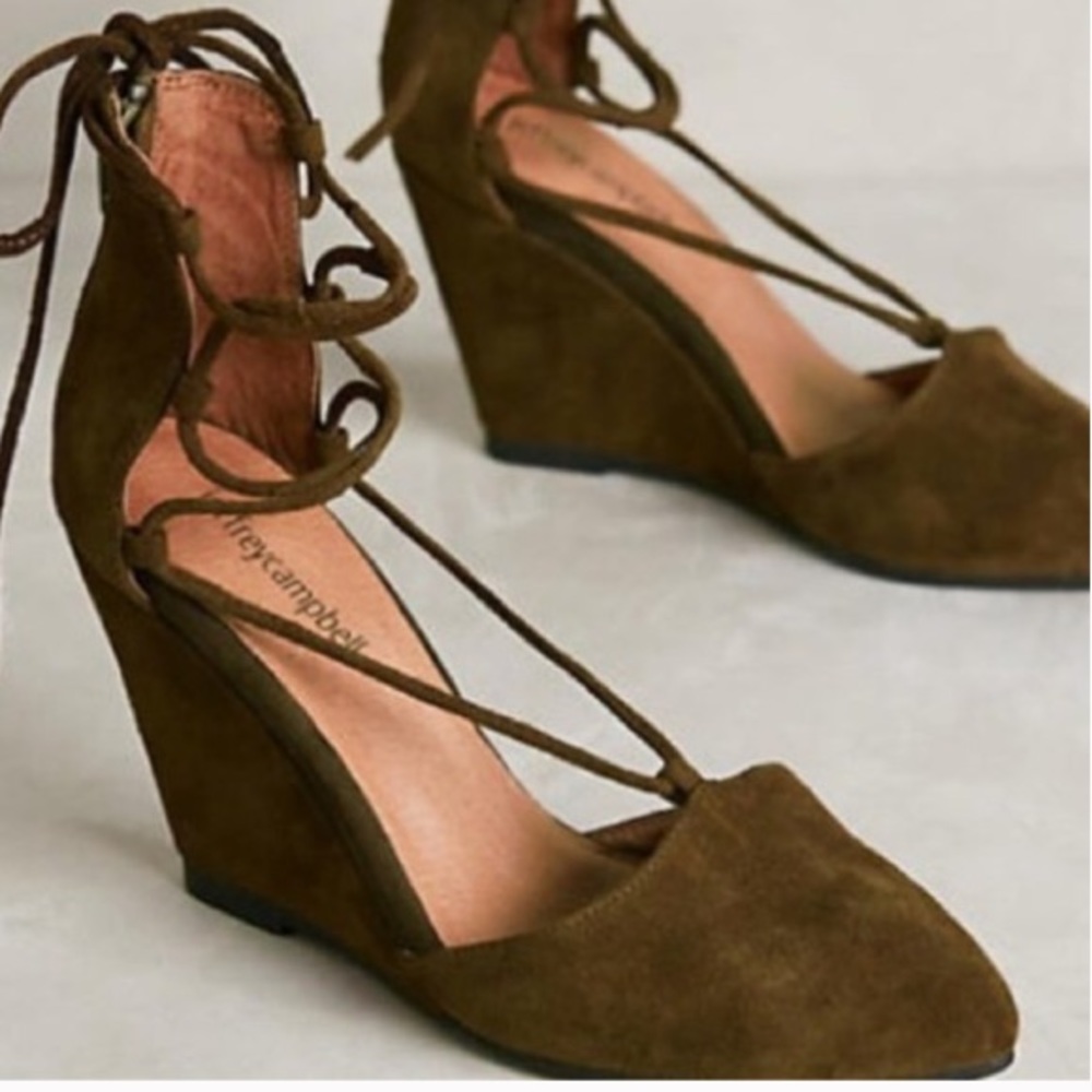 Jeffrey Campbell Ouverte Khaki Suede Shoes